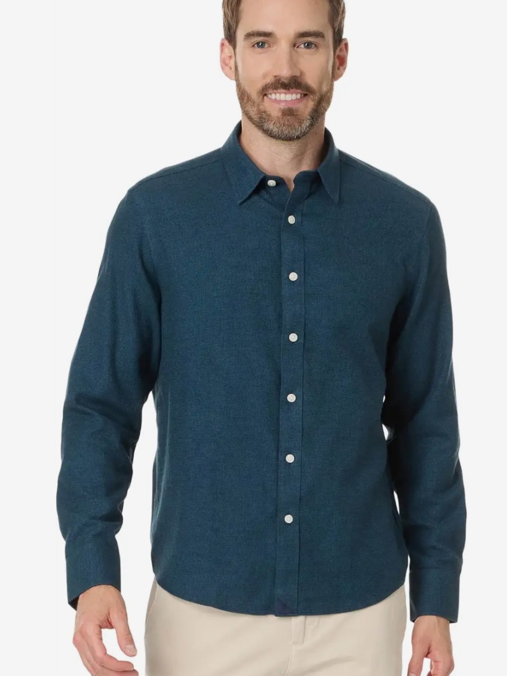 UNTUCKit Veneto WF Teal Slim Fit Dress Shirt XL Dark Blue Textured Cotton